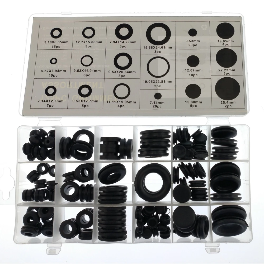 Kit surtido pasacables y tapones ciegos 125 piezas para taller automoción