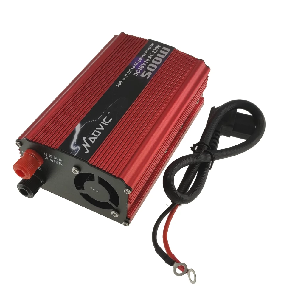 Adaptador corriente 500W DC48V a AC220V en uso con electrodomésticos