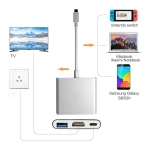 USB-C na HDMI 4K adaptér pre Nintendo Switch a USB 3.1 hub