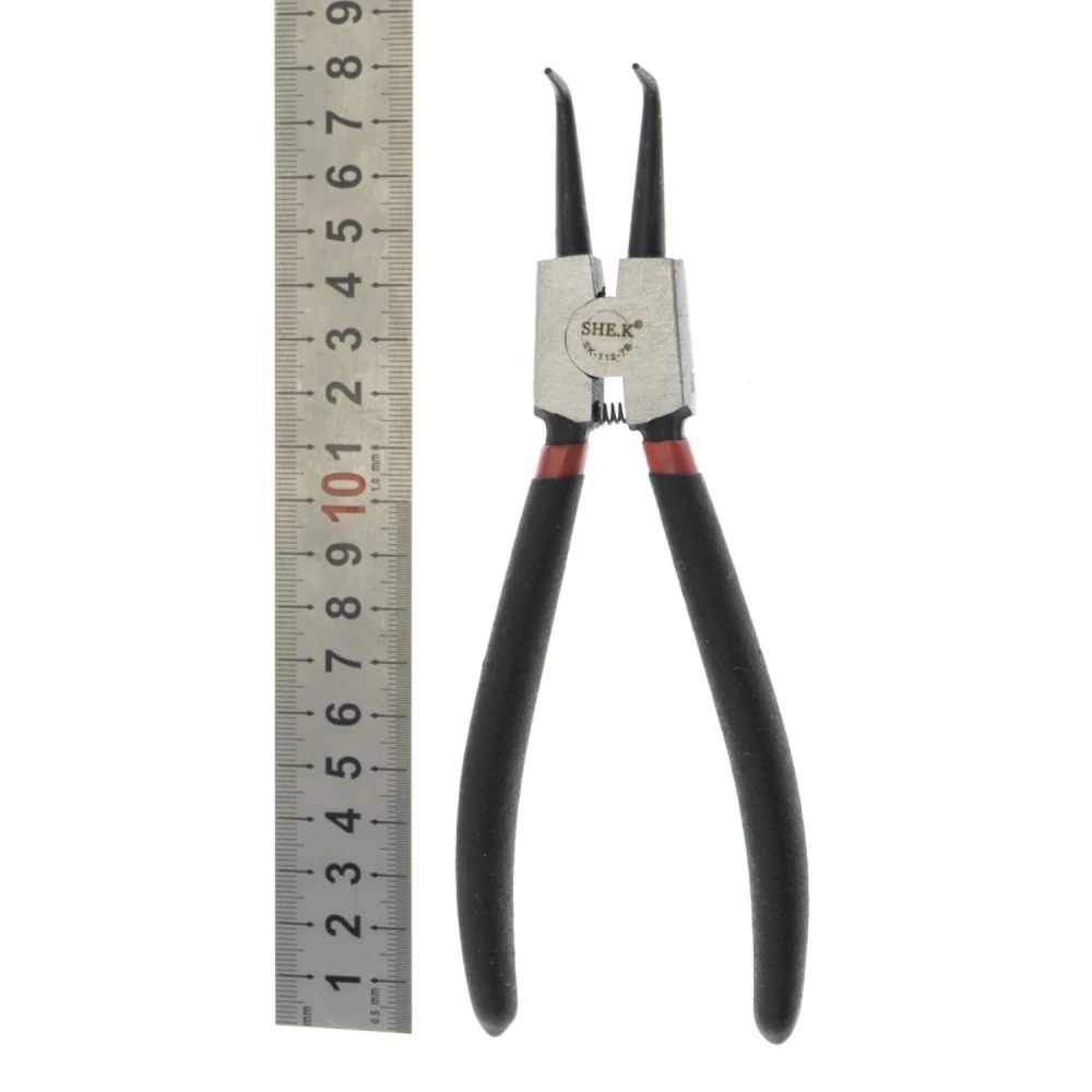 Zakrivené kliešte na segerky 180mm SK-112-7b od SHEK na poistné podložky a poistné krúžky