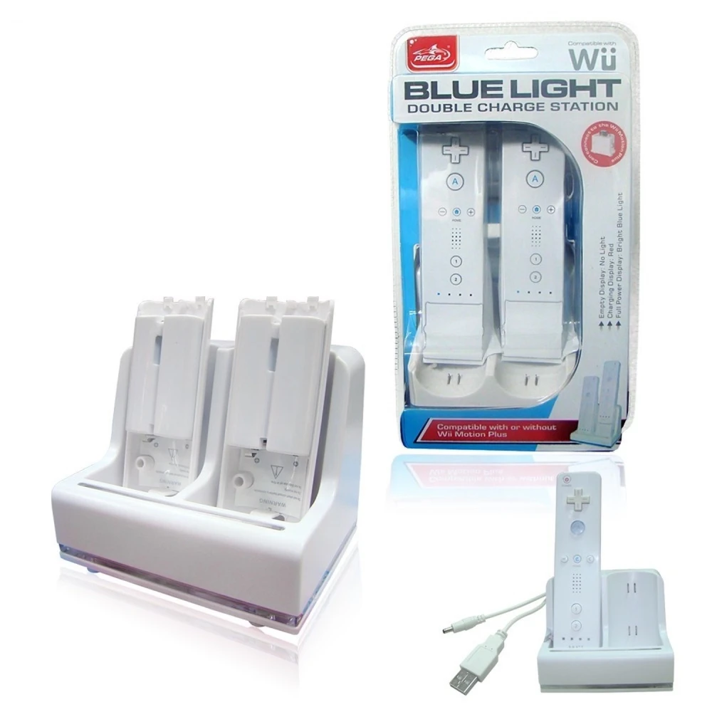 Nabíjacia stanica Wii Remote pre 2 ovládače s nabíjateľnou batériou a duálnou stanicou