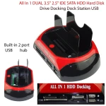 Caja externa para discos duros IDE y SATA con hub USB y lector de tarjetas