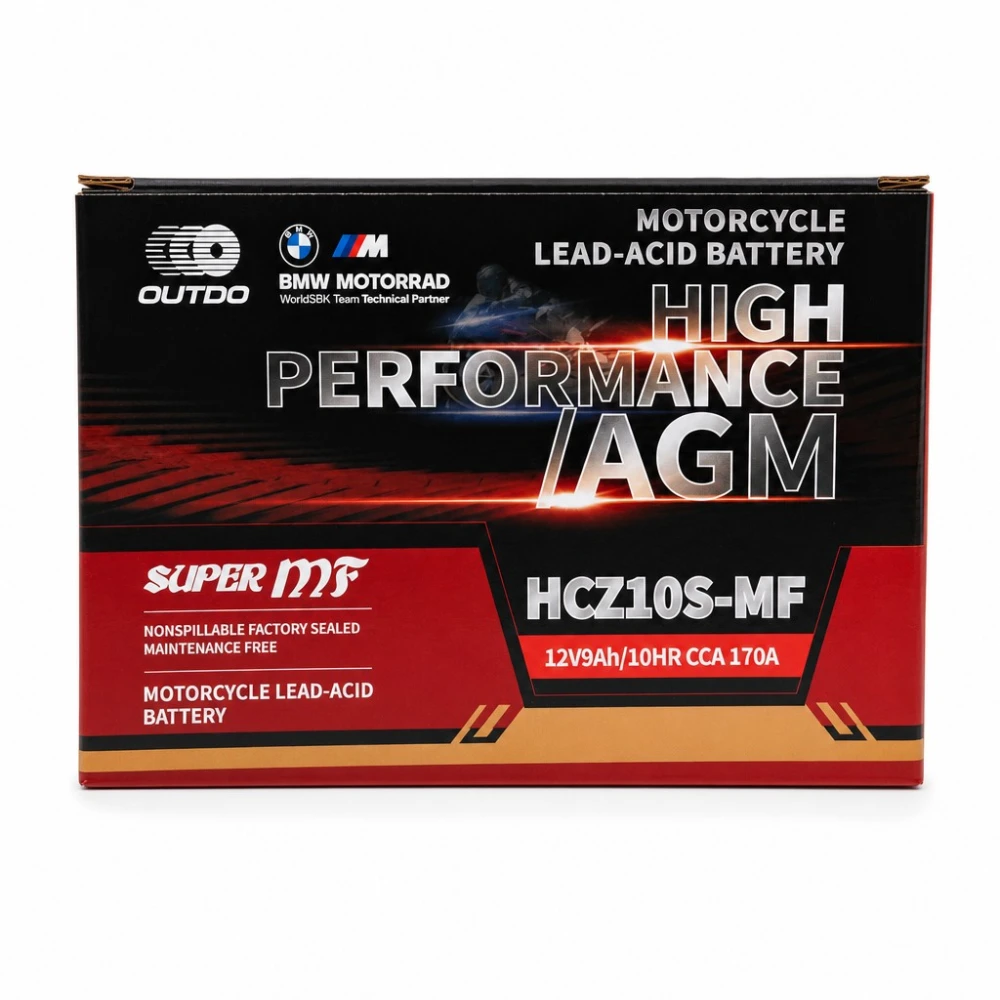 Batéria Moto AGM 12V 9Ah OUTDO HCZ10S-MF - Kompatibilná Yuasa YTZ10S(-BS) / GTZ10S / ETZ10S