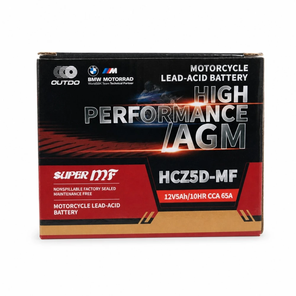 Batéria Moto AGM 12V 5Ah OUTDO HCZ5D-MF - Kompatibilná Yuasa YTZ7S-BS / GTZ7S / ETZ5L-BS