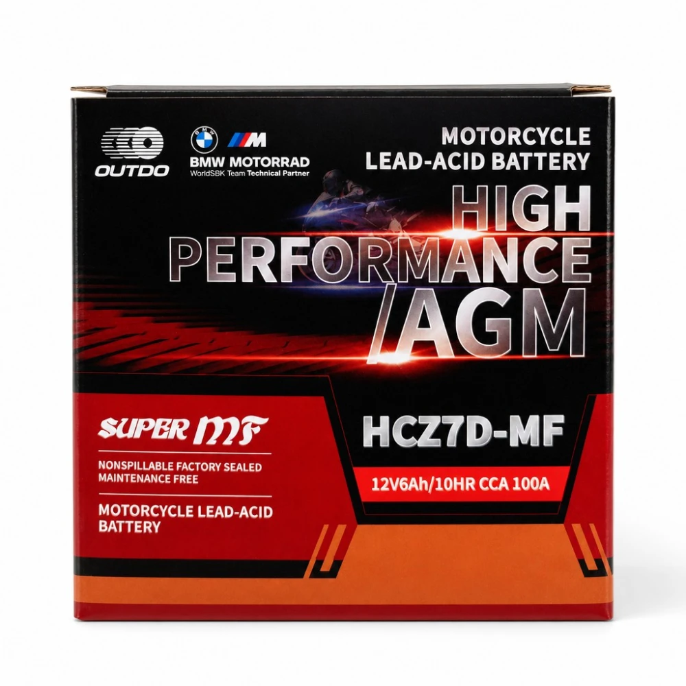 Batéria Moto AGM 12V 6Ah OUTDO HCZ7D-MF - Kompatibilná Yuasa YTZ7S-BS / GTZ7S / ETZ7S