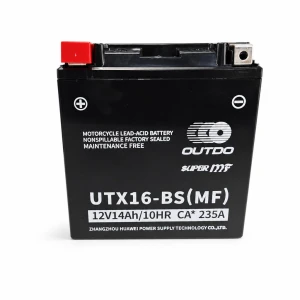 OUTDO Batéria Moto AGM 12V 14Ah OUTDO UTX16-BS(MF) - Kompatibilná Yuasa YTX16-BS / GTX16-BS / ETX16-BS / 16-B