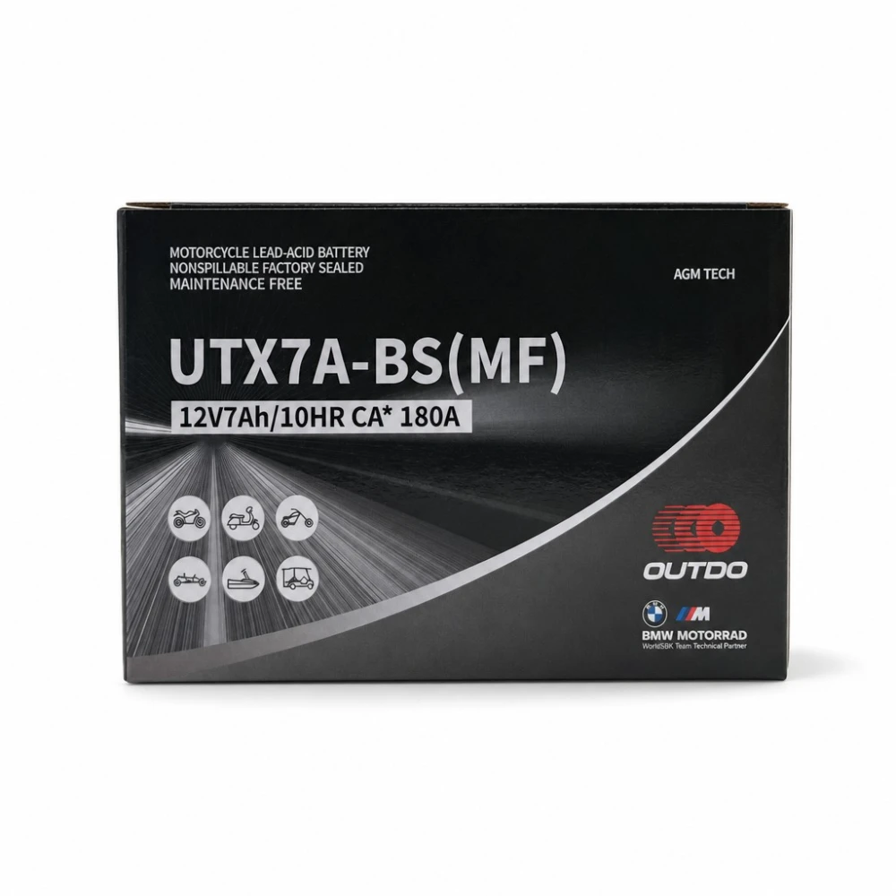 Batéria Moto AGM 12V 7Ah OUTDO UTX7A-BS(MF) - Kompatibilná Yuasa YTX7A-BS / GTX7A-BS / ETX7A-BS
