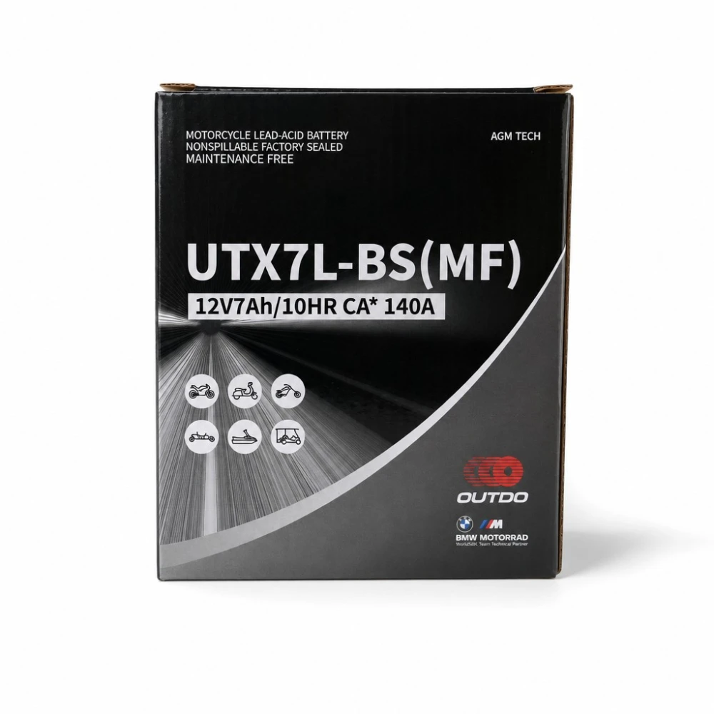 Batéria Moto AGM 12V 7Ah OUTDO UTX7L-BS(MF) - Kompatibilná Yuasa YTX7L-BS / GTX7L-BS / ETX7L-BS