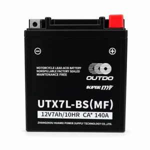 OUTDO Batéria Moto AGM 12V 7Ah OUTDO UTX7L-BS(MF) - Kompatibilná Yuasa YTX7L-BS / GTX7L-BS / ETX7L-BS