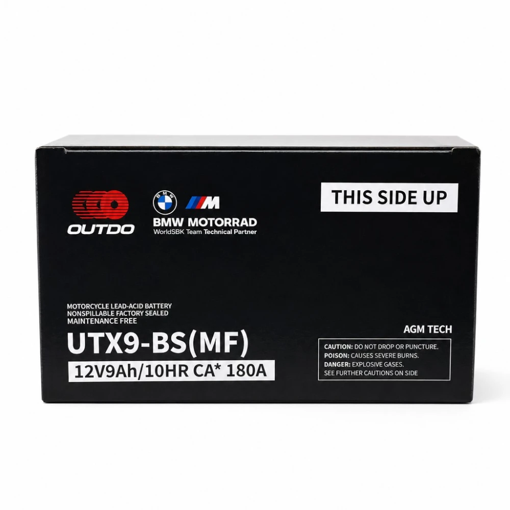 Batéria Moto AGM 12V 9Ah OUTDO UTX9-BS(MF) - Kompatibilná Yuasa YTX9-BS / GTX9-BS / ETX9-BS