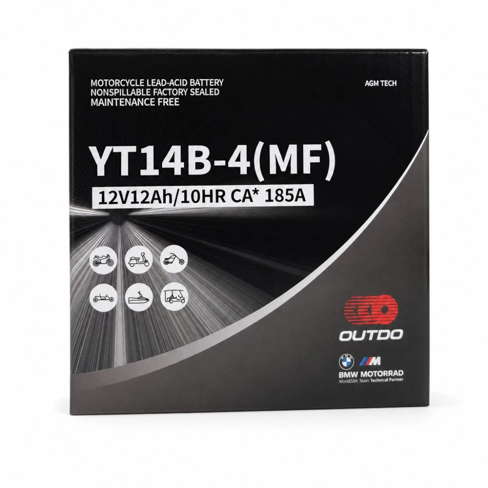 Batéria Moto AGM 12V 12Ah OUTDO YT14B-4(MF) - Kompatibilná Yuasa YT14B-BS / GT14B-BS / GT14B-4 / ETZ14B-BS / ET14B-4