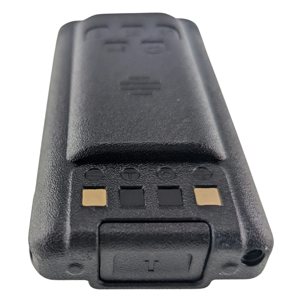 Vista lateral de batería Baofeng UV-9R Plus compatible con radios portátiles