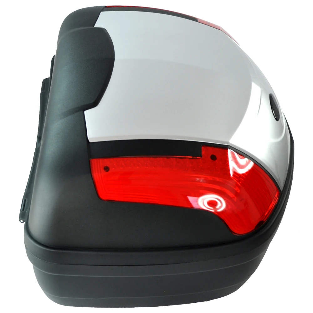 Univerzálny moto kufor 46 litrov strieborný - XXL na 2 prilby so zámkom