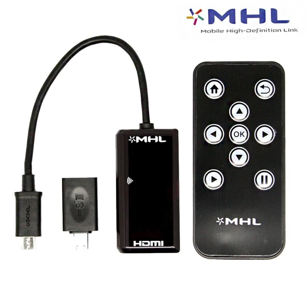 MHL na HDMI adaptér s diaľkovým ovládaním pre Galaxy S2, S3, S4, S5, Note 2 a HTC One