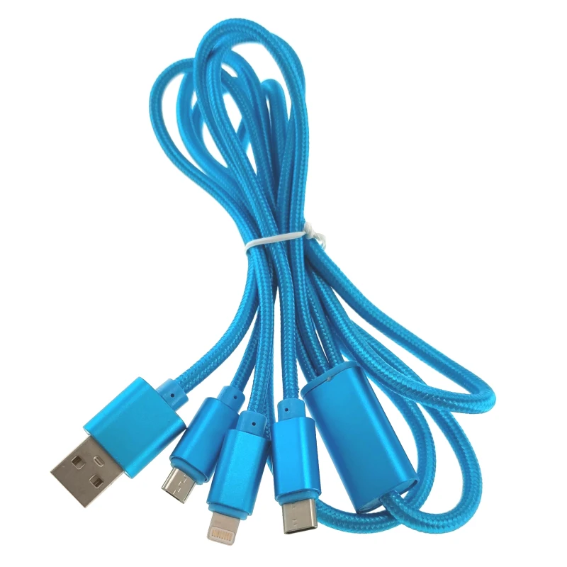 3v1 nabíjací kábel Micro USB USB-C Lightning 1,2 m na rýchle nabíjanie