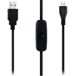 USB A na Micro USB kábel s vypínačom pre Raspberry Pi 1m čierny
