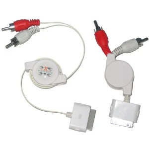 Retrakčný stereo kábel pre iPod, iPhone, iPad kompatibilný s Dock Connector