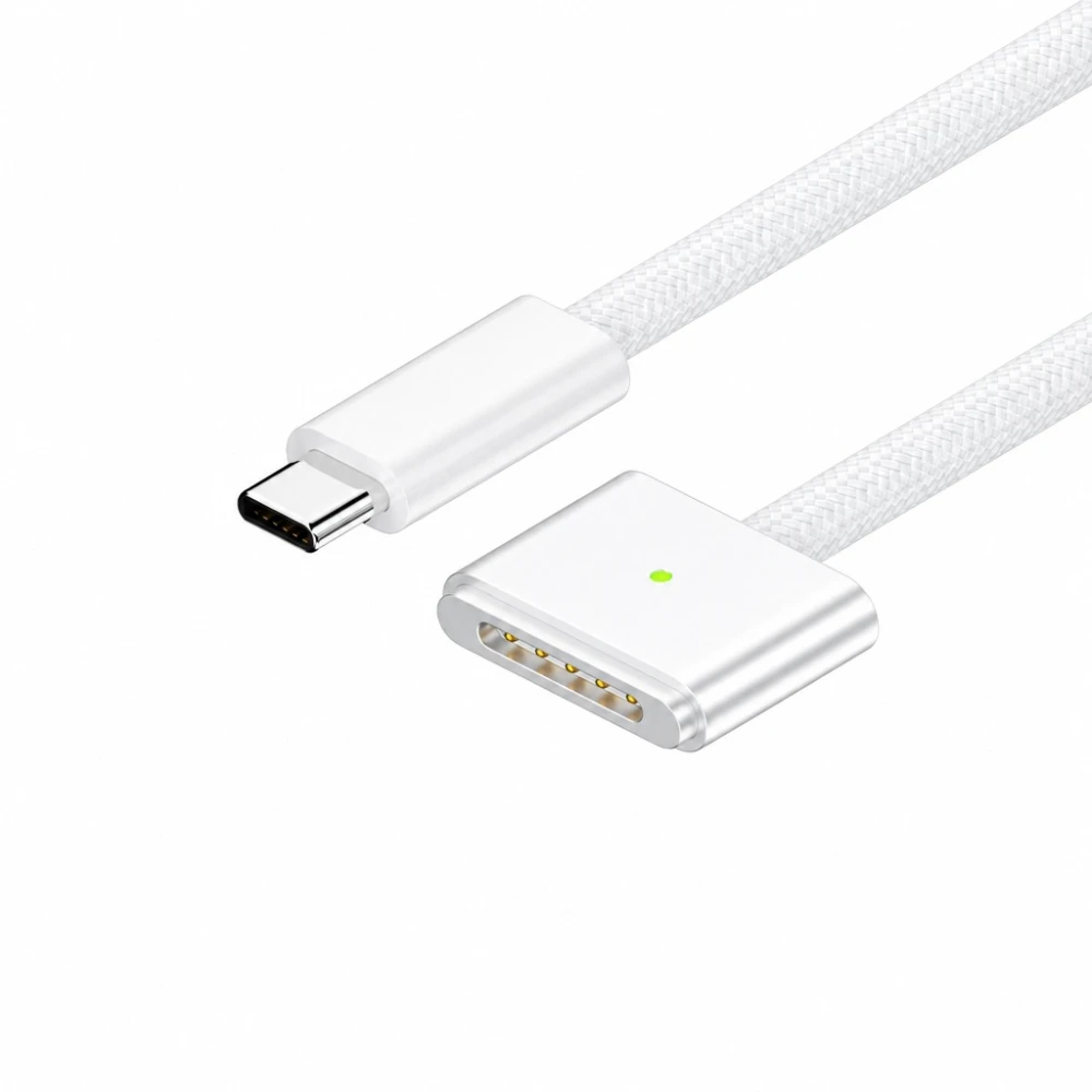 Kábel USB-C na MagSafe 3 140W pre MacBook Pro a Air - 2 m opletený, Biela