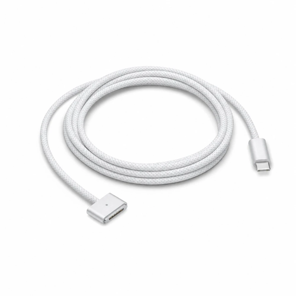 Kábel USB-C na MagSafe 3 140W pre MacBook Pro a Air - 2 m opletený, Biela