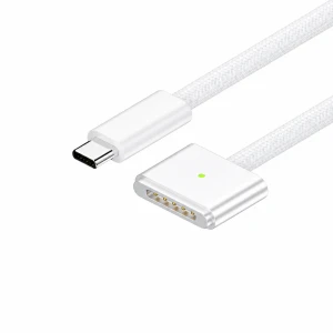 Kábel USB-C na MagSafe 3 140W pre MacBook Pro a Air - 2 m opletený, Biela