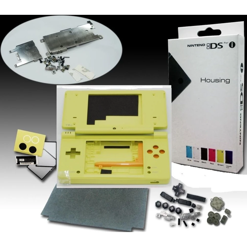 Kryt pre Nintendo DSi v zelenej farbe s tlačidlami a skrutkami