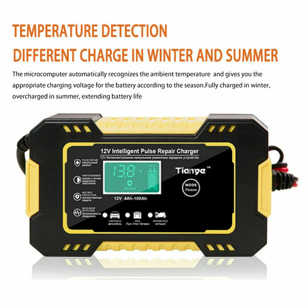 Inteligentná nabíjačka batérií 12V 6A na moto a auto s LCD displejom