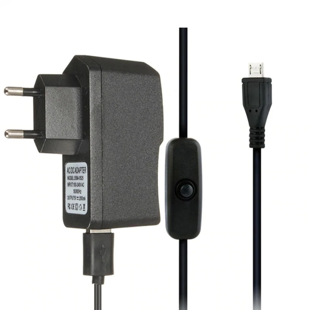 Micro USB nabíjačka pre Raspberry Pi 3 s káblom a vypínačom 5V 2.5A