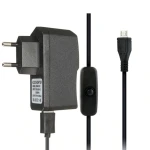 Micro USB nabíjačka pre Raspberry Pi 3 s káblom a vypínačom 5V 2.5A