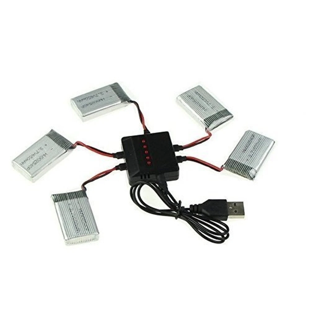 USB nabíjačka pre 5 batérií naraz pre kvadrokoptéru Syma X5C a kompatibilné modely