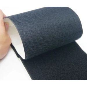 Samolepiaca suchý zips páska 80mm čierna s lepidlom na zadnej strane - 1 meter (háčik a slučka)