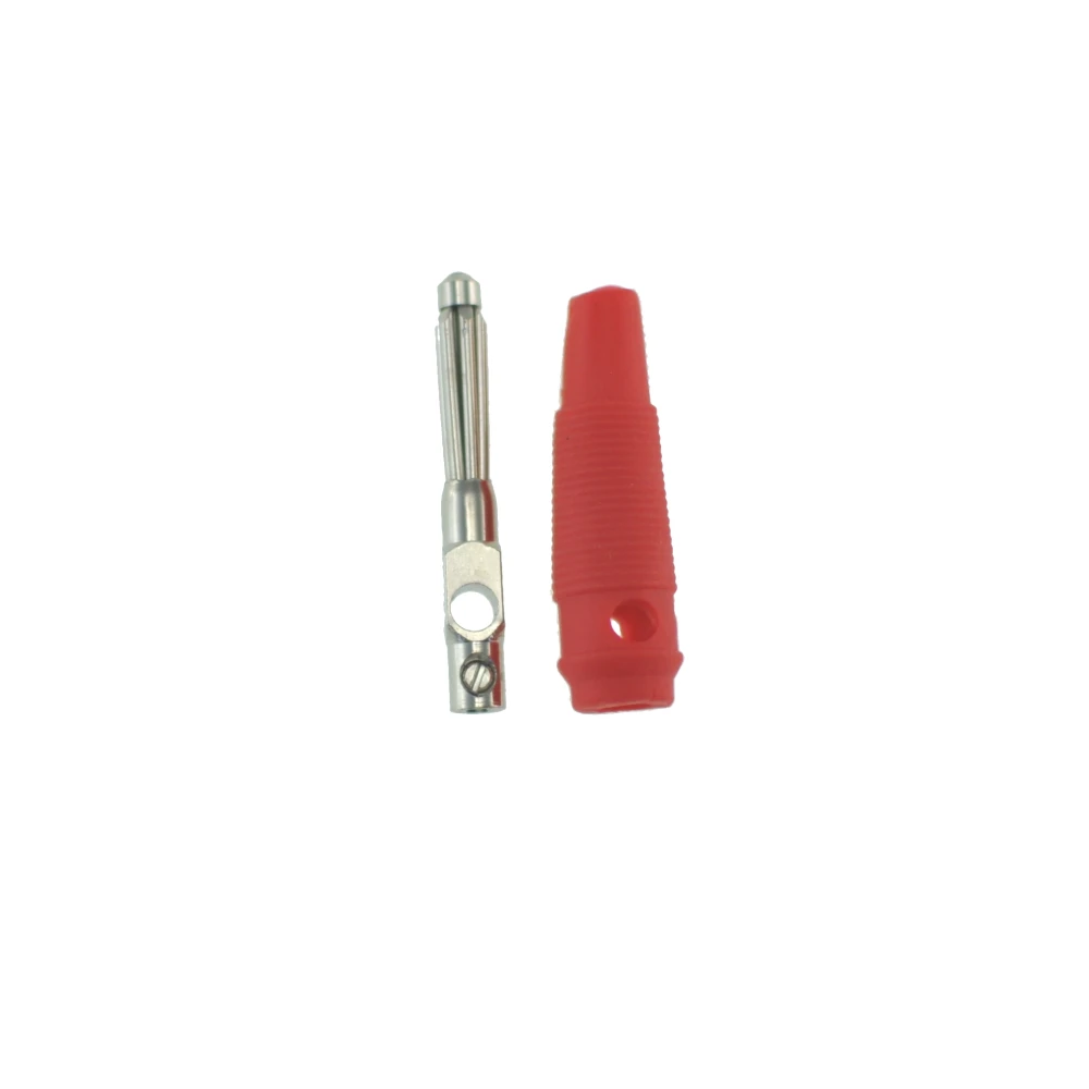 Červený banánikový konektor 4mm BP4526 pre meracie káble Satkit
