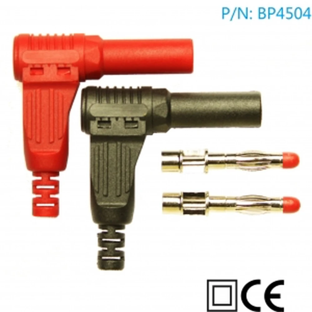 Banánový konektor samec 4mm 90 stupňov BP4504 (1 červený a 1 čierny) Amass