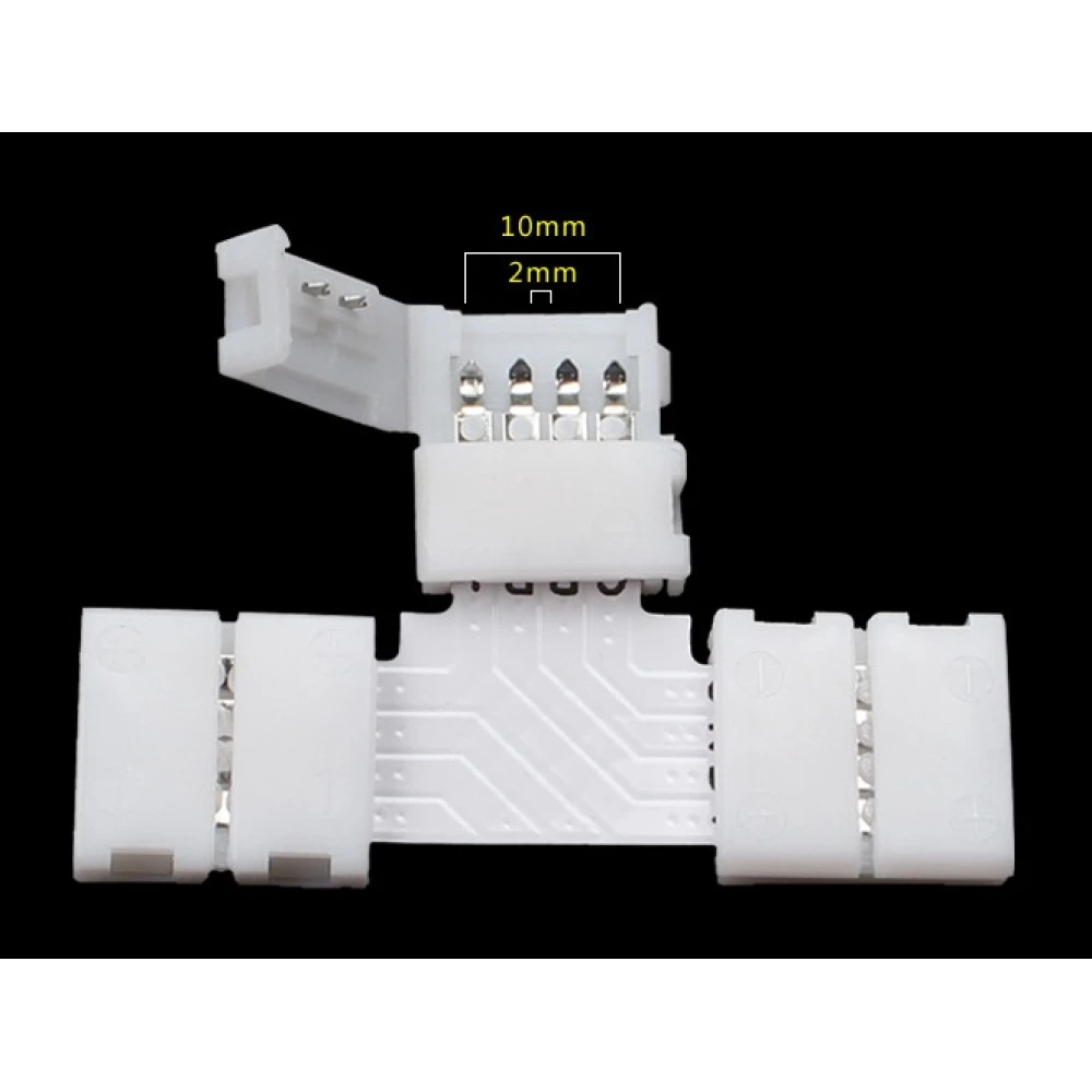 LED T konektor 4 pin 10mm 5050 RGB pre LED pásy YourLed