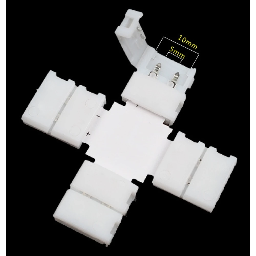 LED klipové X konektory 10mm 2 pin 5050 RGB pre LED pásiky