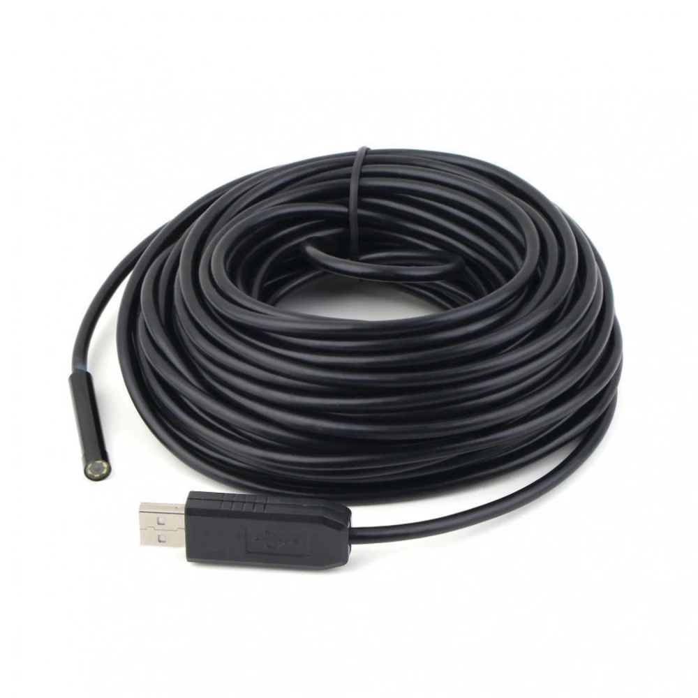 USB endoskop 10 metrov flexibilný s 7mm šošovkou a LED