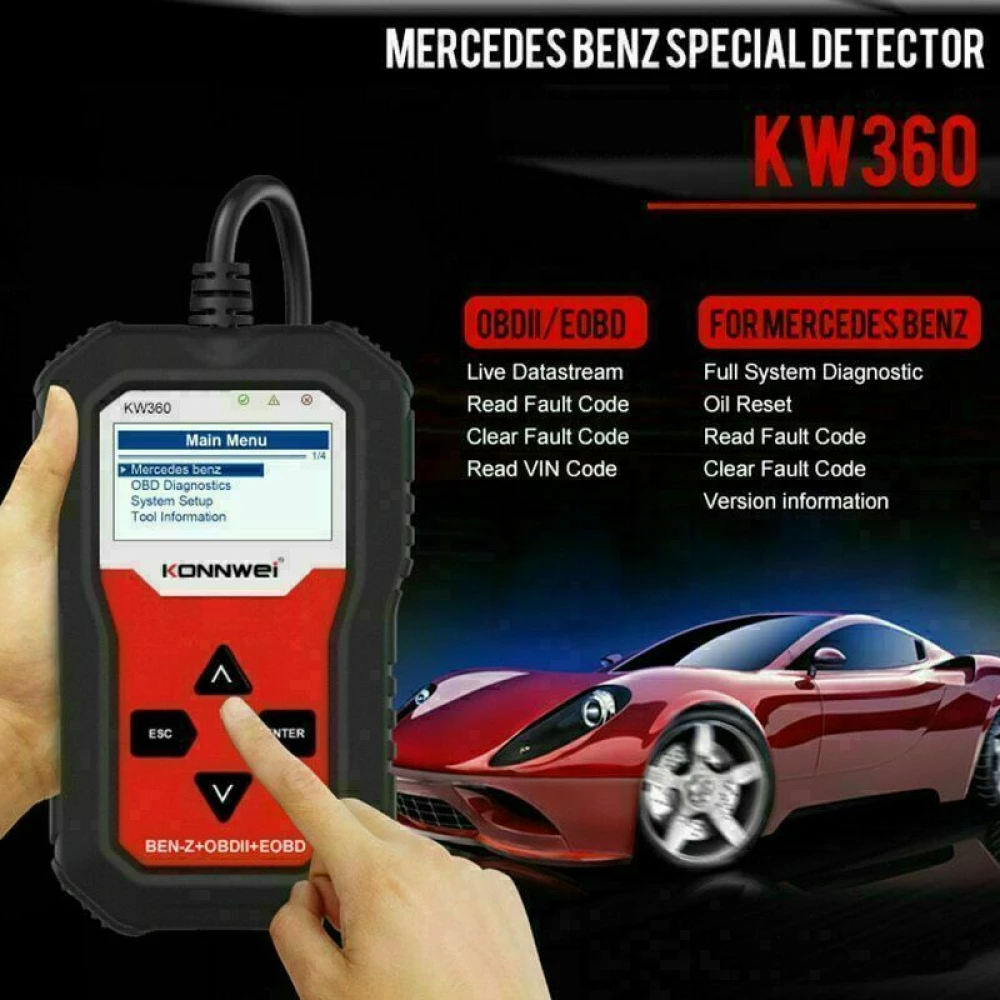 Diagnostický skener Mercedes Benz Konnwei KW360 12V kompletný systém