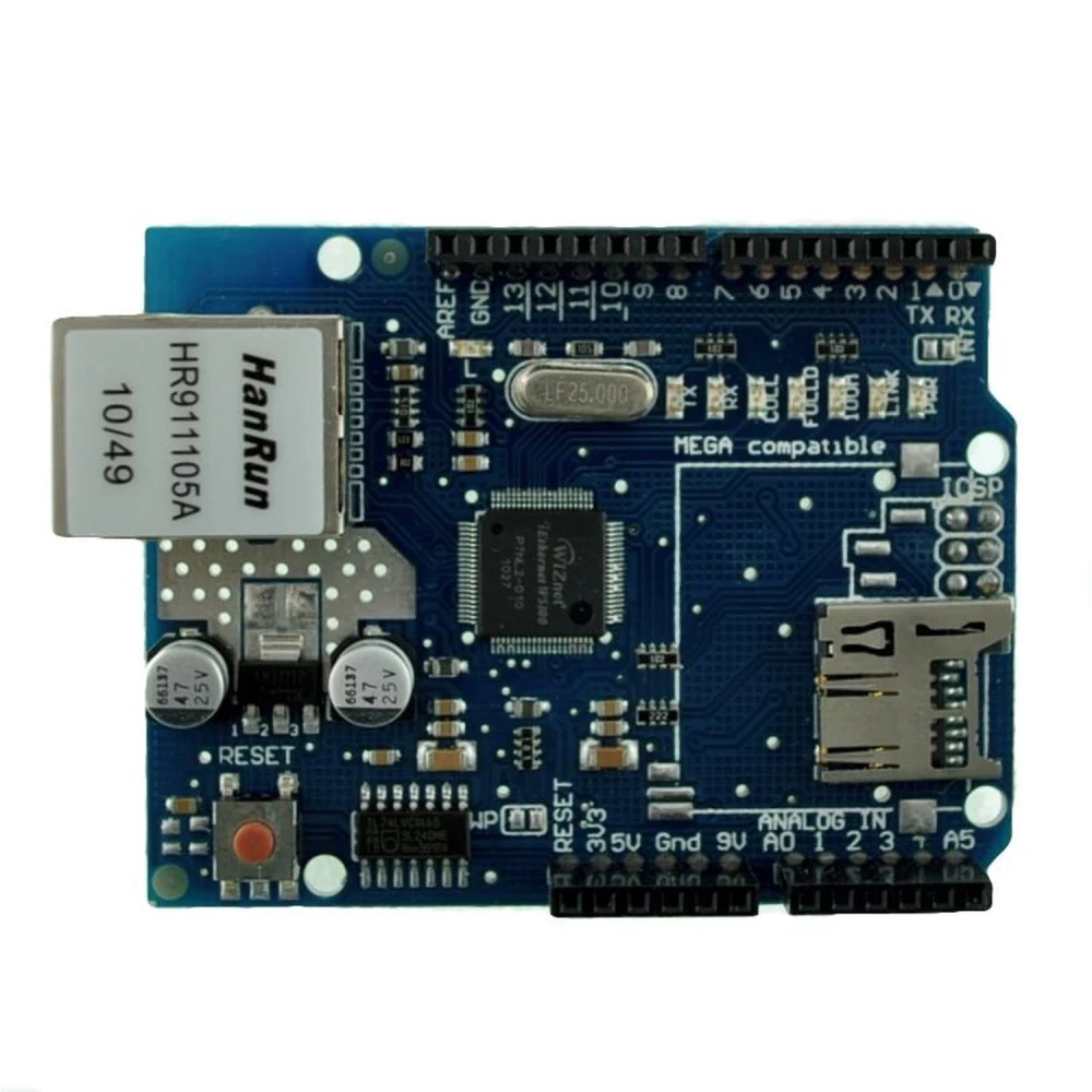 Ethernet Shield W5100 kompatibilný s Arduino pre projekty s Arduino UNO a MEGA