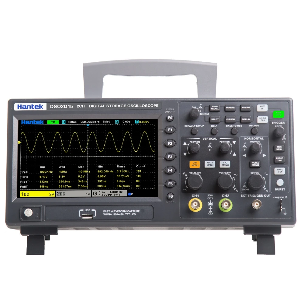 Hantek DSO2D15 digitálny osciloskop 2 kanály 150 MHz s generátorom funkcií