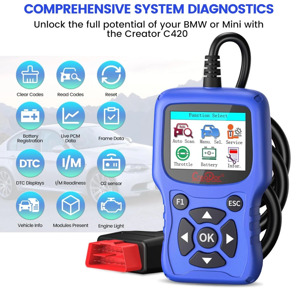 Diagnostika OBD2 BMW Creator C420 pre BMW a Mini s pokročilými funkciami