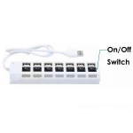 USB 2.0 hub so 7 portmi a európskym napájaním, biely