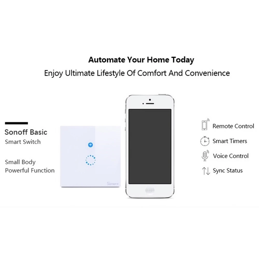 Vista lateral del interruptor táctil WiFi Sonoff para domótica
