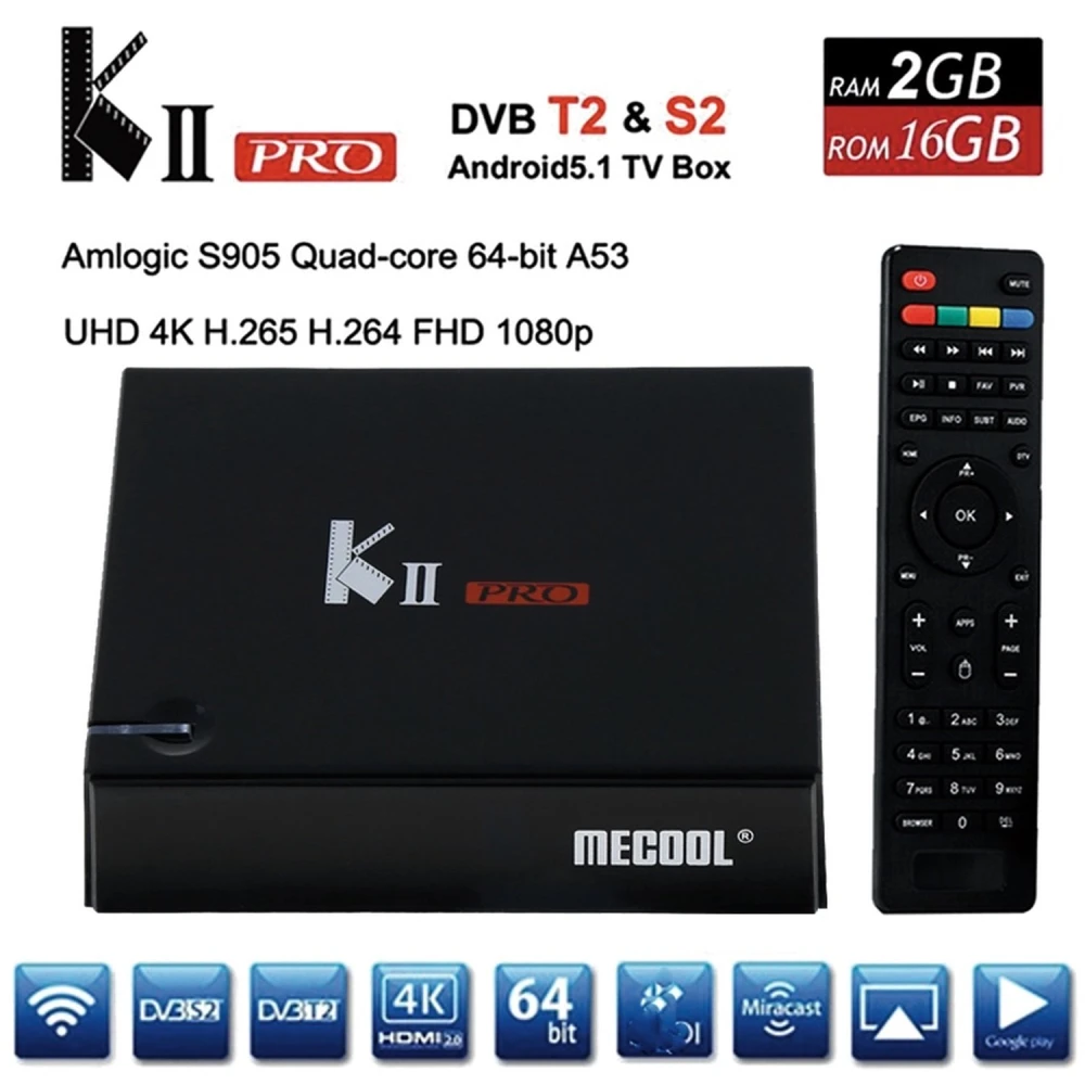 Kii Pro DVB-S2/DVB-T2 Android TV Box 2GB/16GB 4K