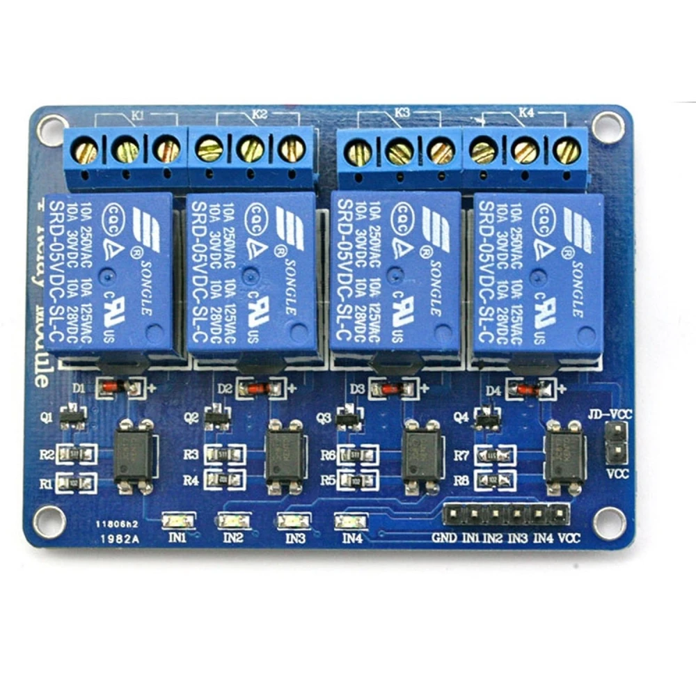 Kompatibilný kit 4 relé 5V pre Arduino - 4-kanálové ovládanie