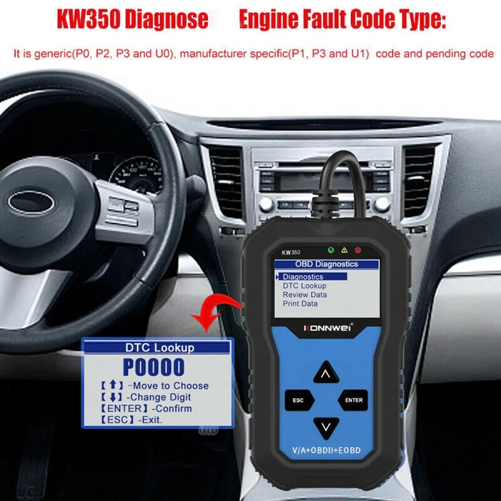 Konnwei KW350 diagnostický skener pre kompletný systém VW Audi Seat Skoda