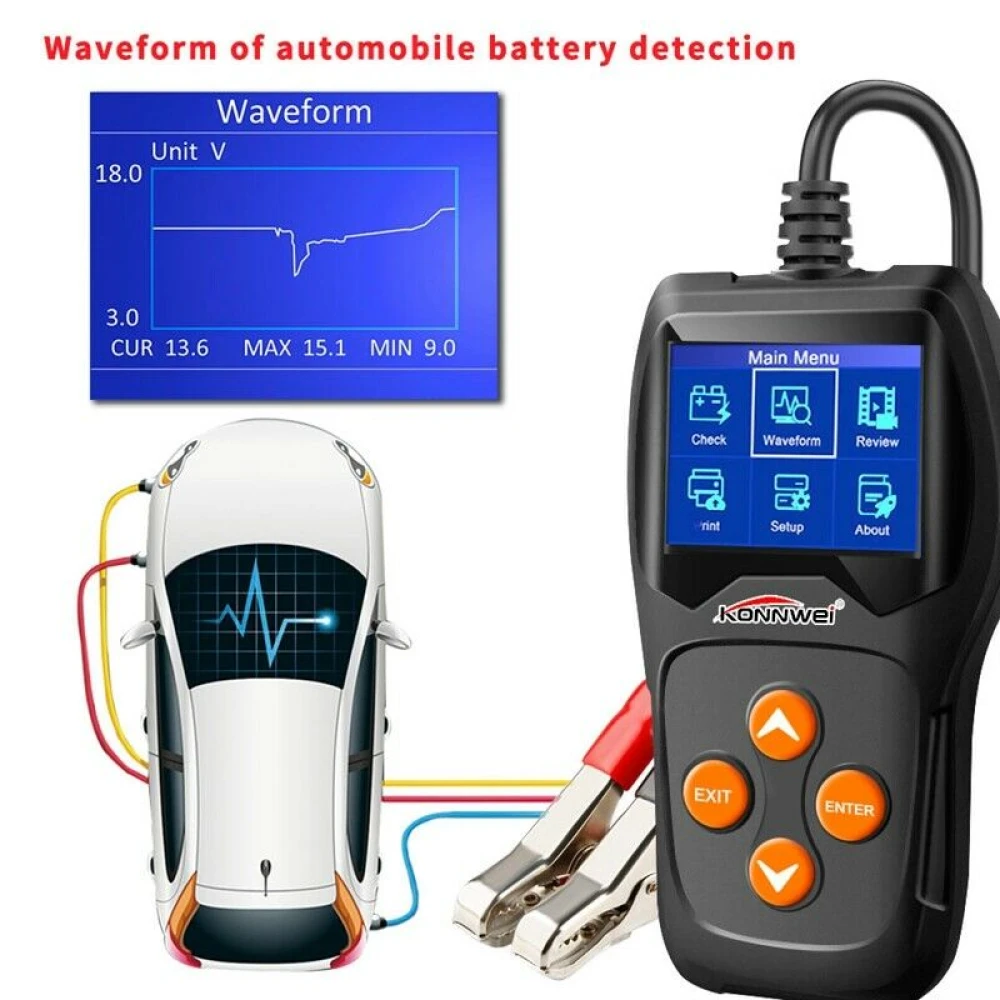 Konnwei KW600 12V tester batérií do auta a motorky