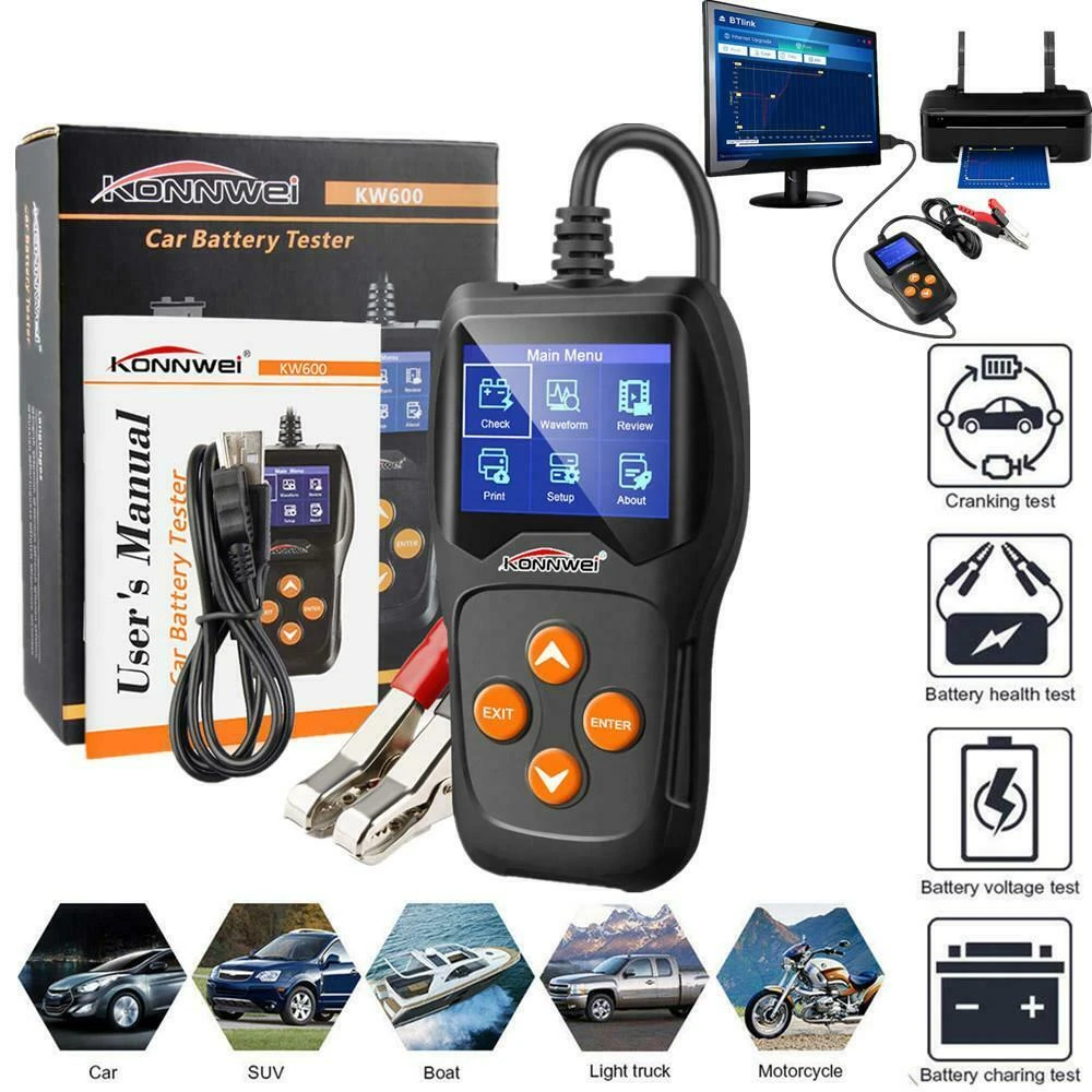 Konnwei KW600 12V tester batérií do auta a motorky