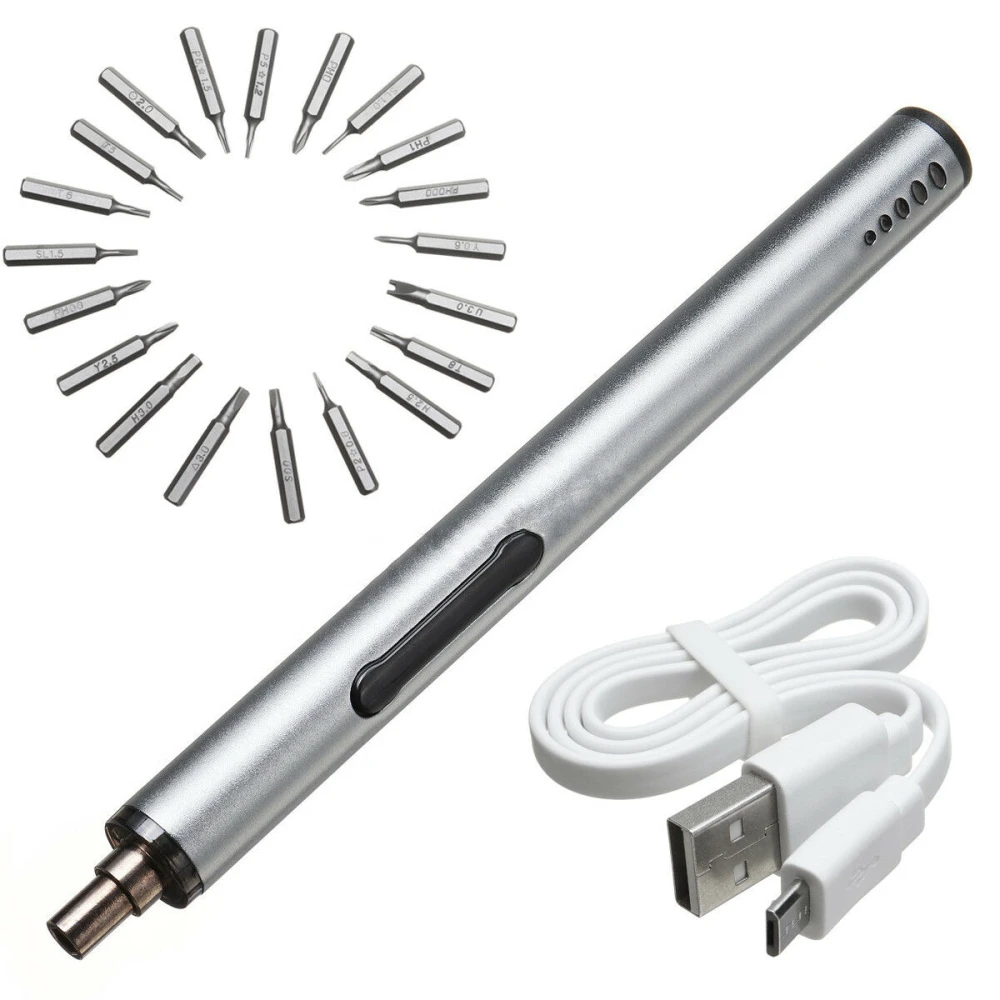 Mini elektrický skrutkovač bezdrôtový USB nabíjateľný 3 LED multifunkčný 22v1 set