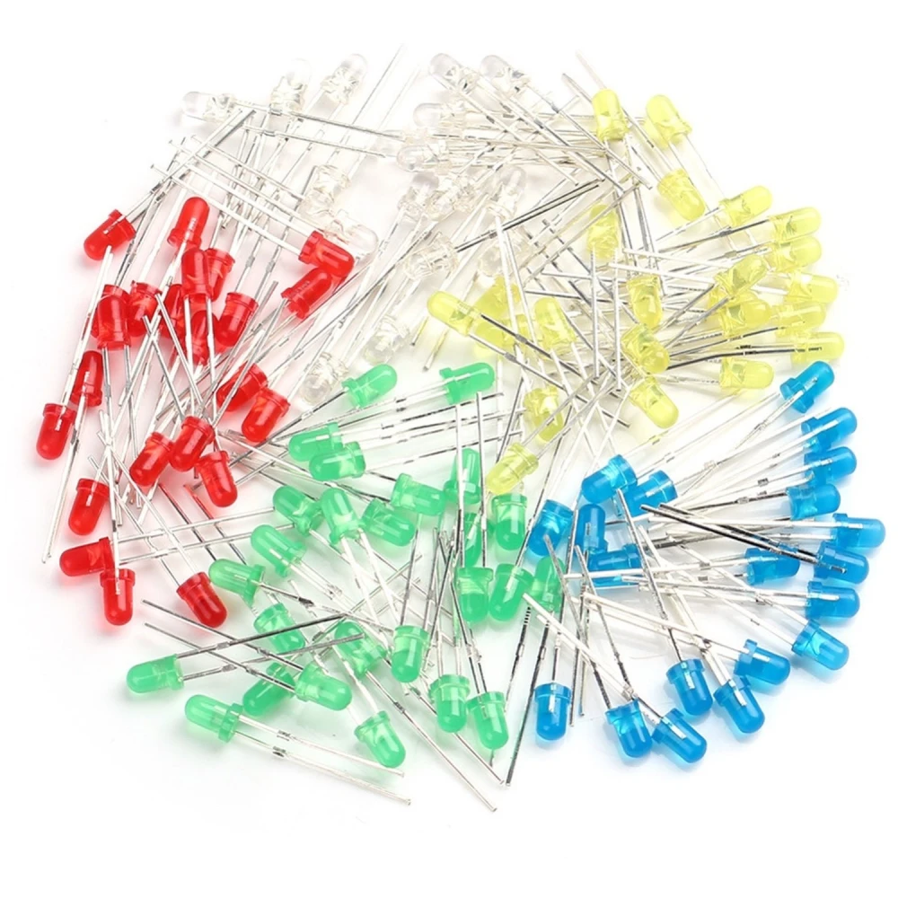 Pack 100 LED 3mm farby, 5 zmiešaných farieb - 20 ks od každej farby