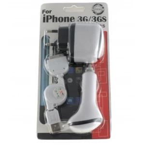 3 v 1 sada nabíjačiek pre Apple iPod, iTouch, iPhone 3G – do auta a do siete