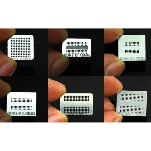 Sada 6 stencilov na reballing pre pamäťové čipy DDR, DDR2, DDR3 a GDDR5